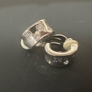 Givenchy Vintage Silver Hoop Earrings with Crystal Accents